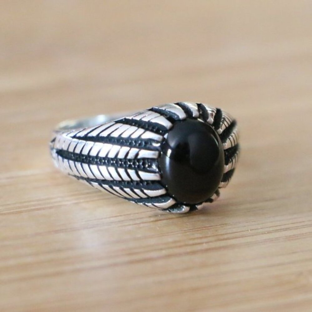 Sterling Silver Men's Rings With Black Onyx - Picture 2 of 9
